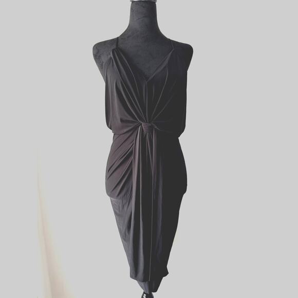 MISA Los Angeles Black Domino Draped Front Tie Dress Size XS - Picture 1 of 10